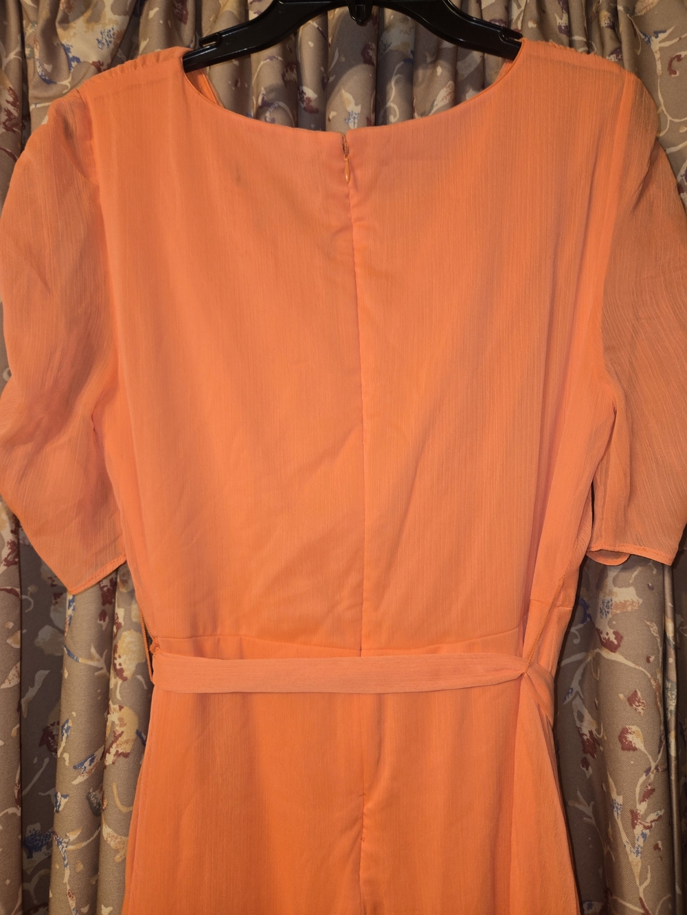 DNKY Wrap Midi Dress Coral Orange - Picture 12 of 14